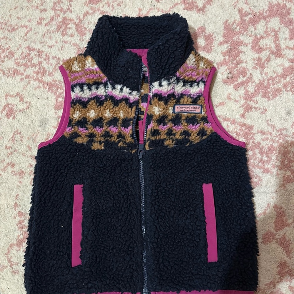 Vineyard Vines Fair Isle Fleece Vest size xs girls 5-6